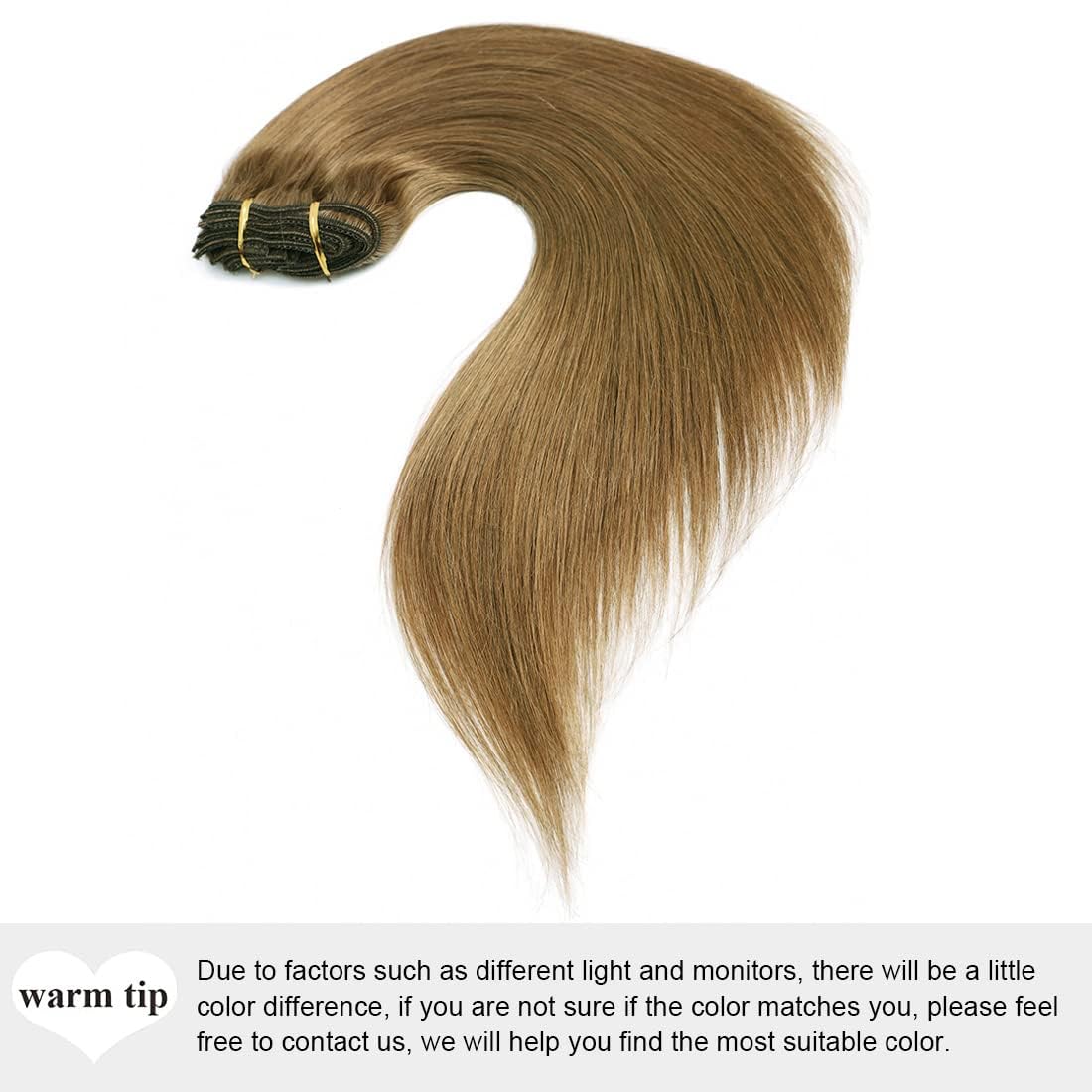 22" Clip in Human Hair Extensions Full Head 200g 10 Pieces 22 Clips Light Brown Double Weft Brazilian Real Remy Hair Extensions Thick Straight (22"