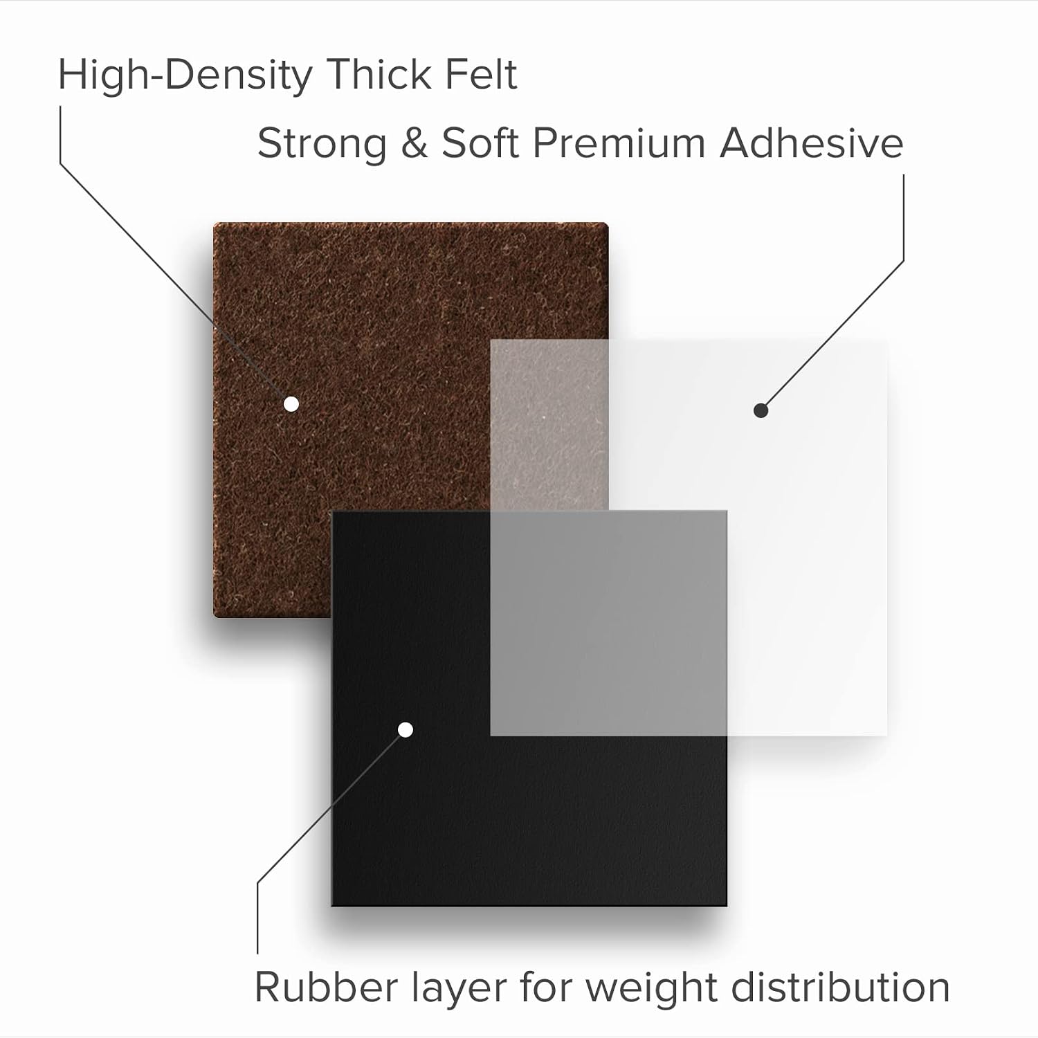 16 Heavy-Duty Felt Furniture Pads 2” 1/4” Thick X-Protector Round Felt Pads | for Furniture Feet - The Best Felt Floor Protectors for Furniture to Prevent Scratches. Protect Your Hard Floor! (Brown)