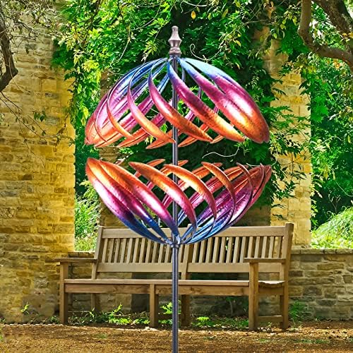 MUMTOP Wind Spinner Outdoor, Large Metal Kinetic Wind Sculptures, Blue