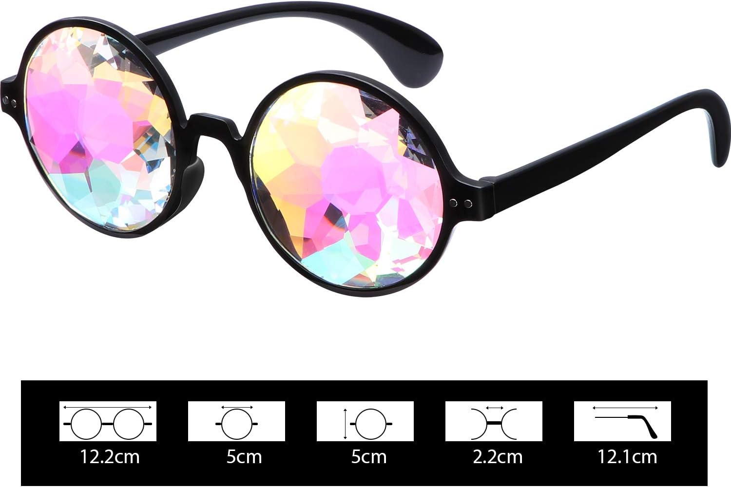 Yaomiao 3 Pieces Kaleidoscope Rave Glasses Goggles Kaleidoscope Sunglasses Diffraction Glasses Prism Rainbow Sunglasses