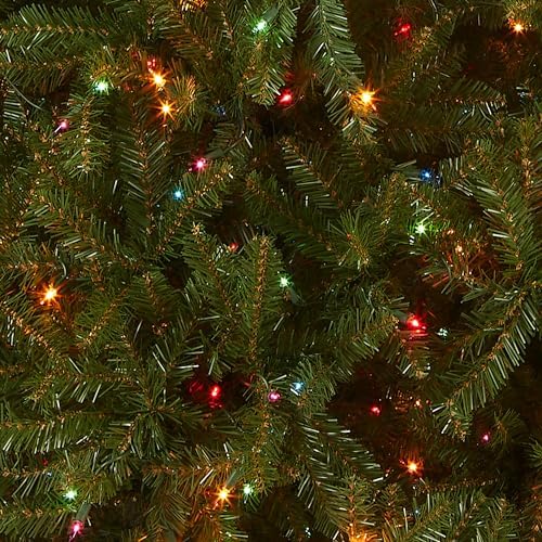 National Tree Company 7.5ft Pre-Lit Dunhill Fir Full Christmas Tree | 750 Multicolor Lights, 2,514 Tips, Artificial, Includes Stand, Green