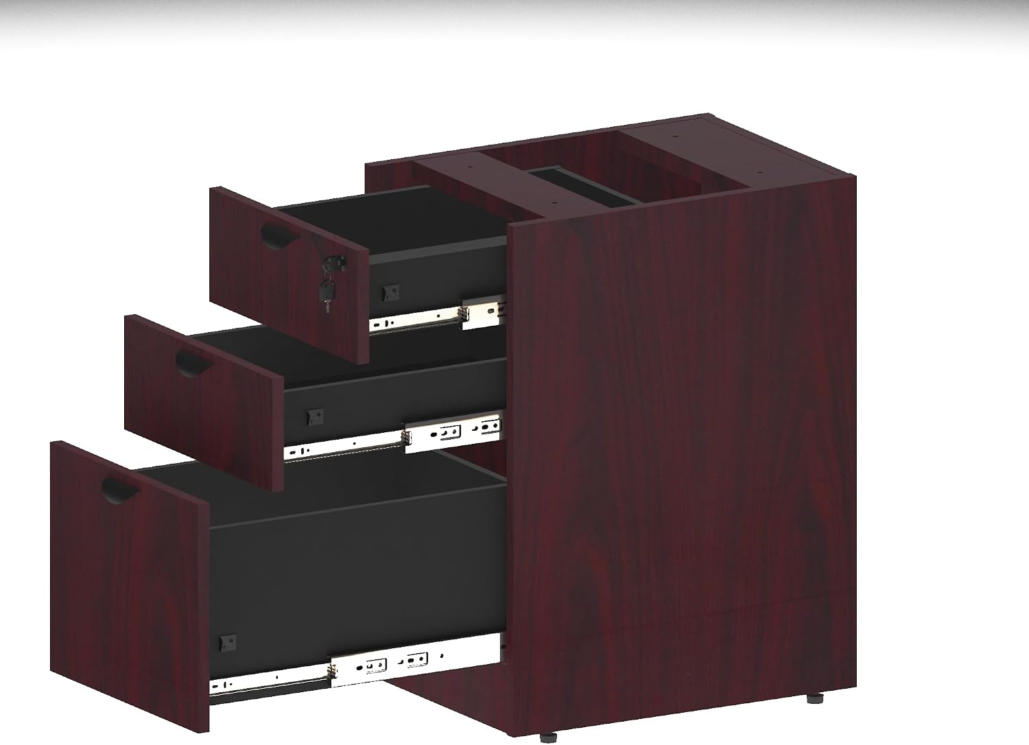 Boss Office Products Belarus Executive U-Shape Curved Bow Desk with Hutch and File Storage Pedestal, 71", Mahogany