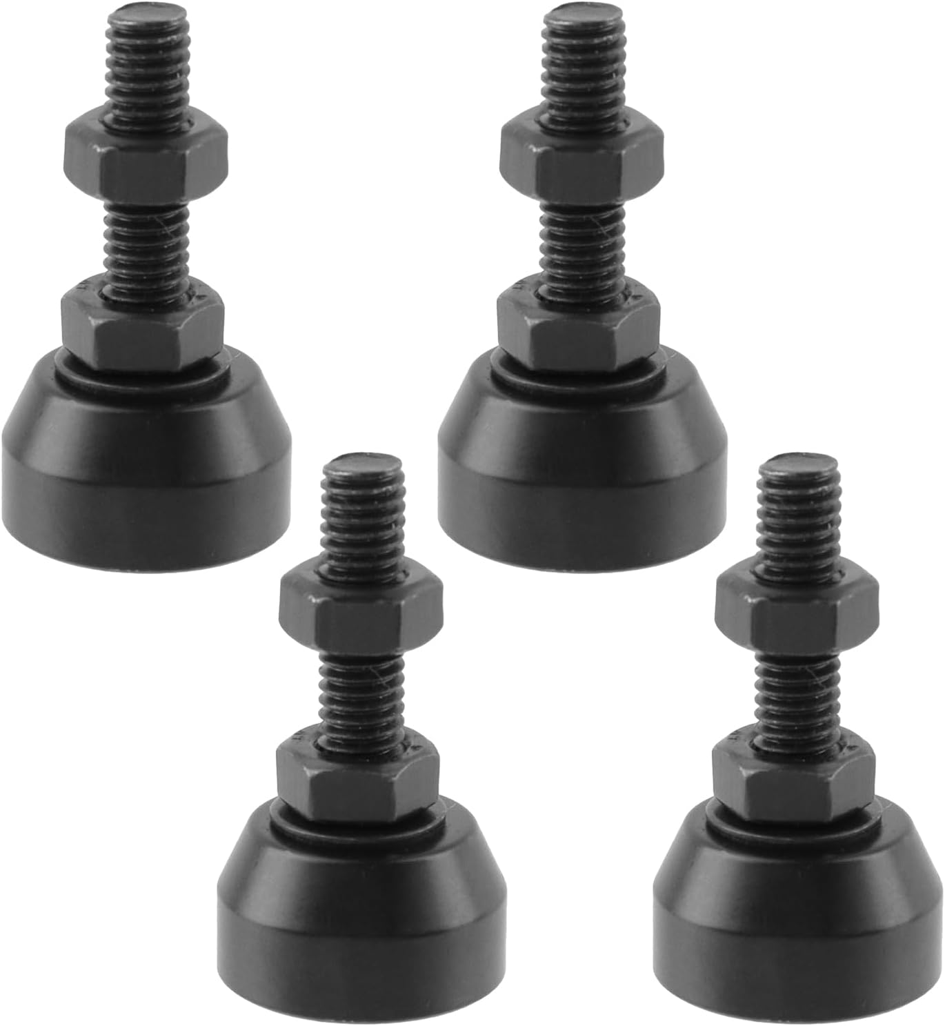 Antrader 4Pcs M8 x 2 Inch Steel Adjustable Leveling Feet,2 Inch Nylon Base | Reinforced Articulated Foot Cups for Furniture & Equipment,Anti-slip Dotted Rubber Base,Reduce Vibration & Protect Floors