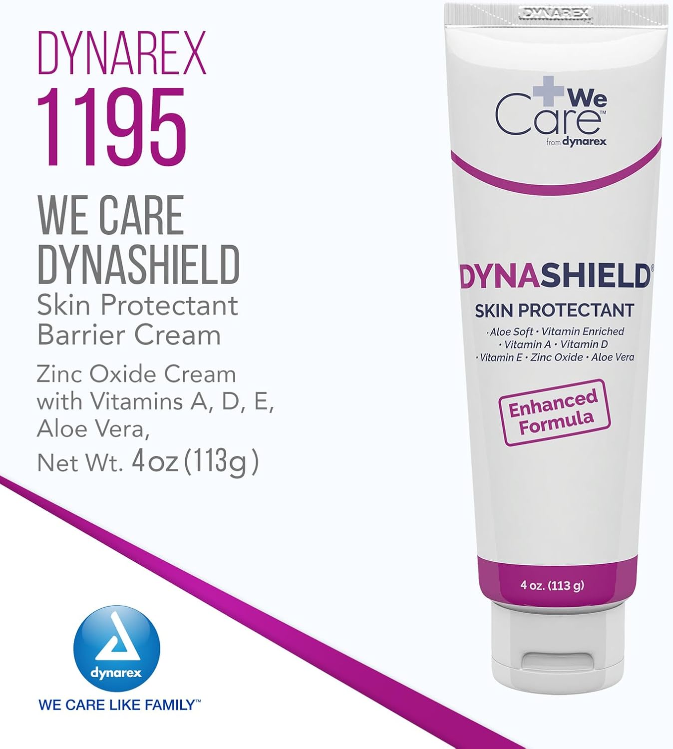 Dynarex DynaShield Skin Protectant Barrier Cream - Zinc Oxide Cream with Vitamins A, D, E