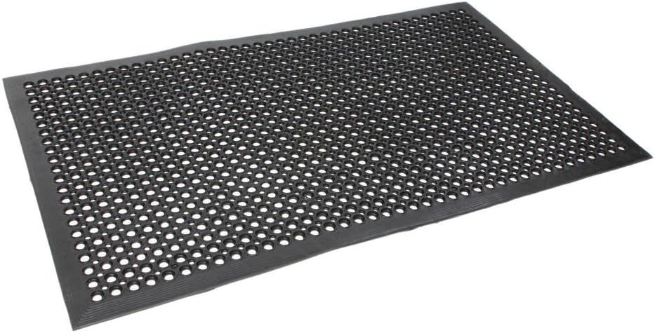 36" x 60" Heavy-Duty Black Commercial Anti-Fatigue Floor Mat Outdoor Indoor Kitchen X Comfort Rug Rubber cart Drainage Excellent Safe Bathroom Home