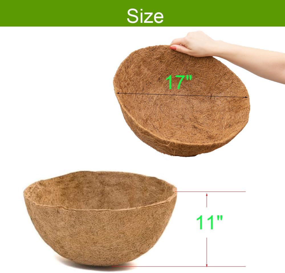 Coco Liners for Planters 20 Inch 2PCS Replacement Coco Fiber Basket Liner for Round Baskets Garden Containers