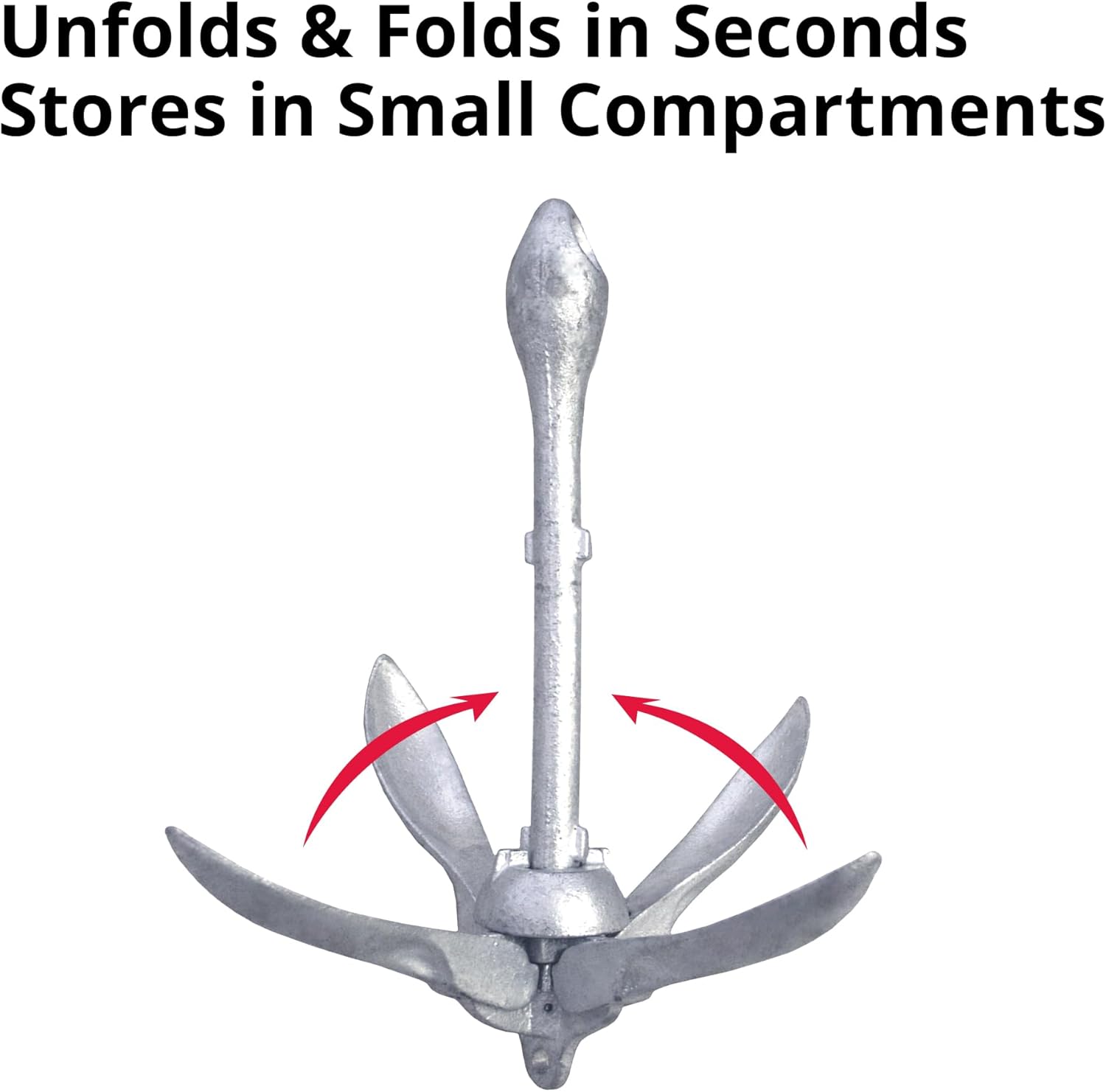 SeaSense Folding Grappling Anchor - Ideal for Fishing Vessels, Dinghies, Kayaks, Canoes & More, Great for Strong Currents & Sandy