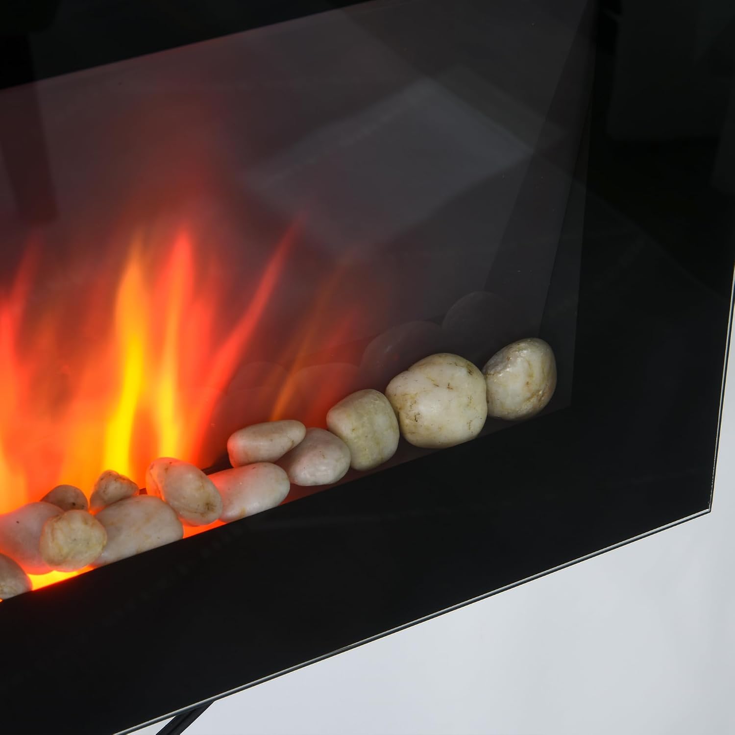 HOMCOM 29" Electric Fireplace Wall Mounted Fireplace Heater 1450W Black