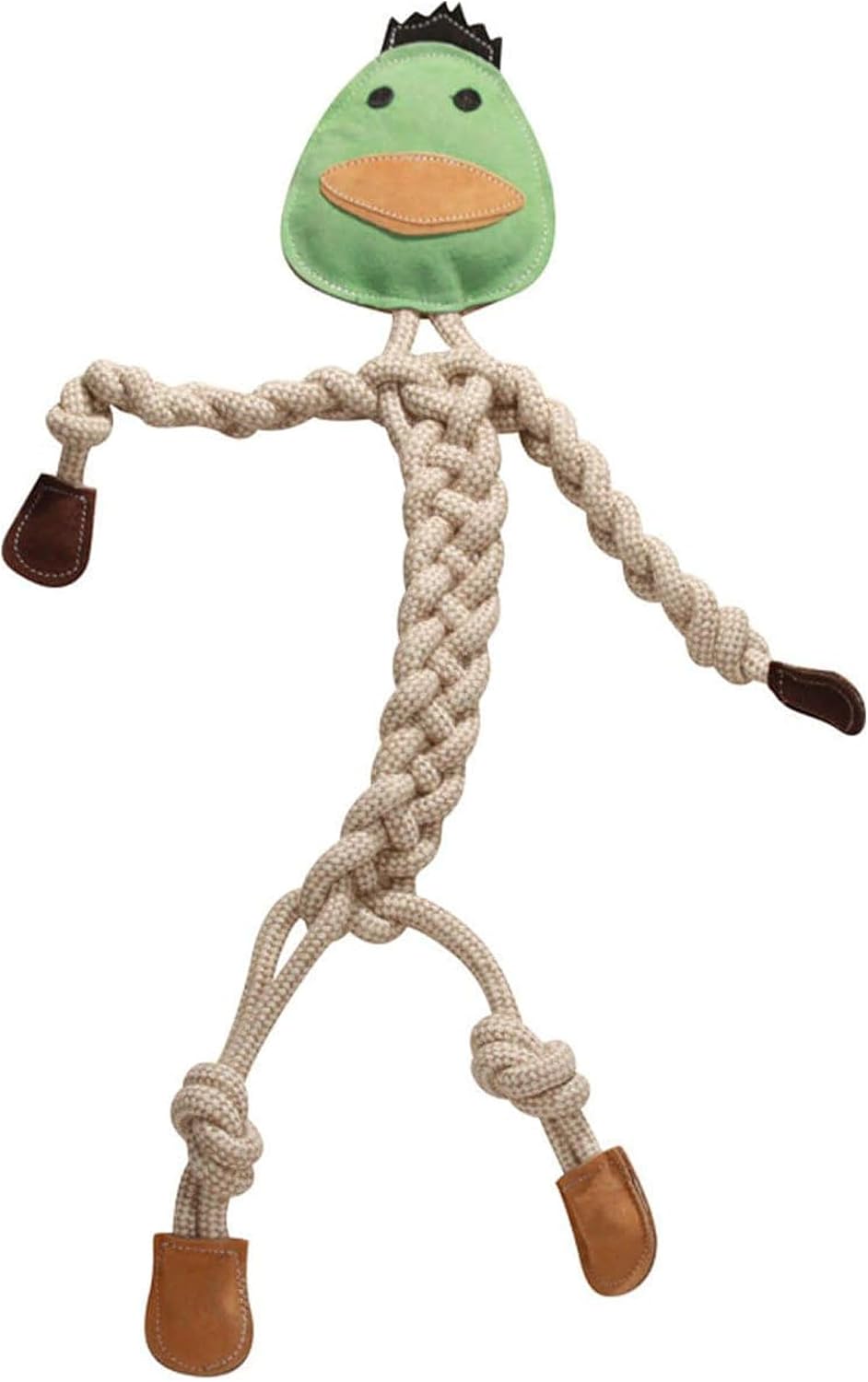 HuggleHounds Natural Rope Knottie - Leather Dog Toys for Aggressive Chewers, All Natural Cotton, Interactive Leather Toy for Small or Large Dog Breeds, Tough & Durable Chew Toy - Stuey Sock Monkey