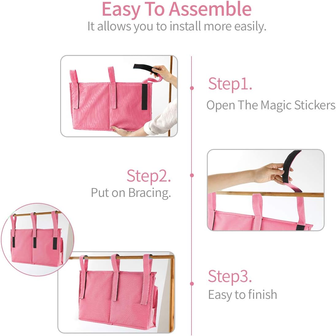 Bseash Bunk Bed Organizer, Bedside Caddy Hanging Bed Organizer Storage Bag 8 Pockets, for College Dorm Rooms Bed, Hospital Bed, Baby Bed Rails