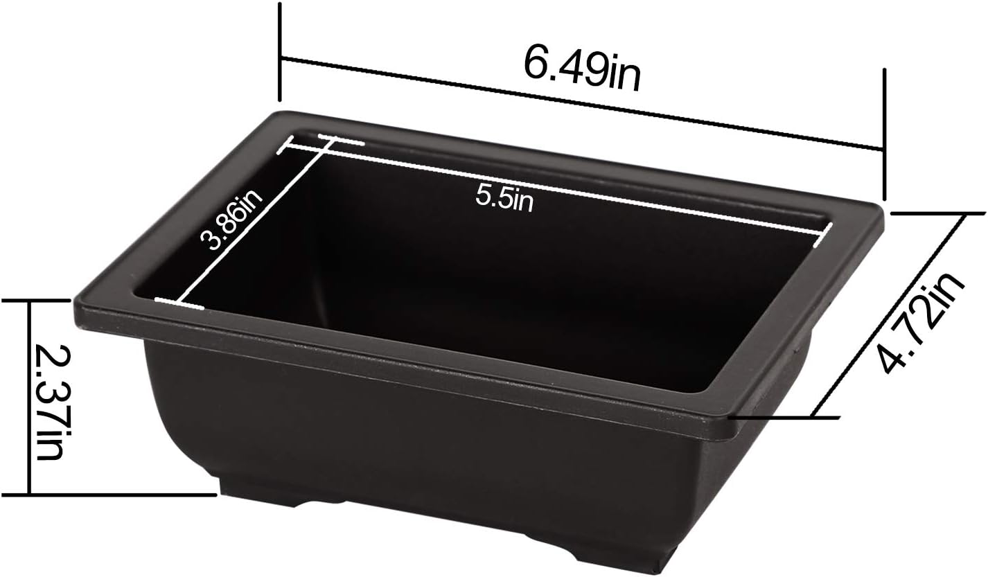 KINJOEK 25 PCS 6.5 Inch Plastic Bonsai Training Pots, Rectangular Plant Bonsai Tree Pot