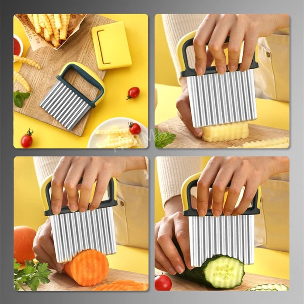 Crinkle Cutter, French Fry Cutter for Potatoes, Upgraded Stainless Steel Blade
