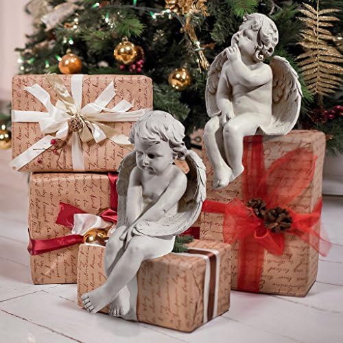 Design Toscano JE101261 Angel of Meditation Shelf Sitting Statue, 13 Inch, Polyresin, Antique Stone