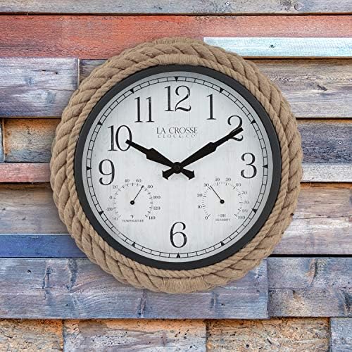 La Crosse Clock 433-3836 14-inch Rowan Indoor/Outdoor Rope Analog Quartz Wall Clock