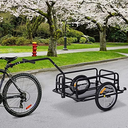 Aosom Bike Cargo Trailer Heavy-Duty with Universal Hitch 16" Wheels Black | Bicycle Trailer, Bike Wagon Cart, Foldable Compact Storage