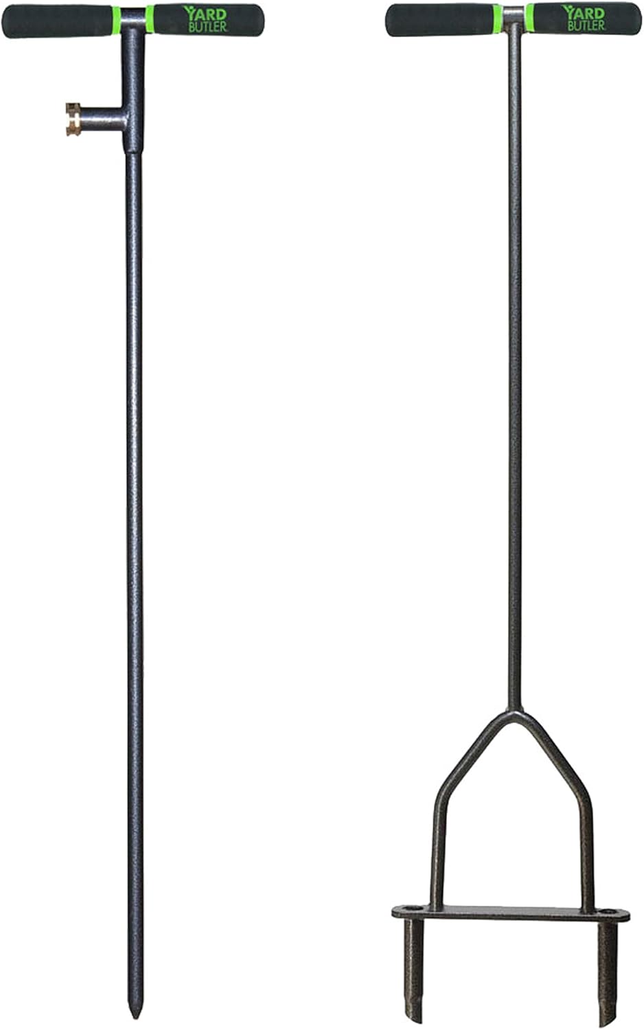 Yard Butler Manual Lawn Coring Aerator, ID-6C - Lawn Care Tool for Aerating - Long-Handled - Power-Coated Steel Construction - Comfortable Cushioned Handles Garden Tool - Easy to Use | Long-Handled Aerator, Powder-Coated Steel Construction, Cushioned Han…