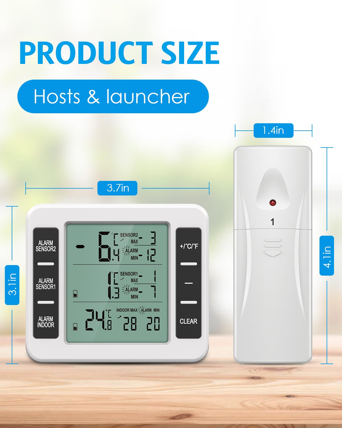 AMIR Refrigerator Thermometer, Wireless Indoor Outdoor Thermometer