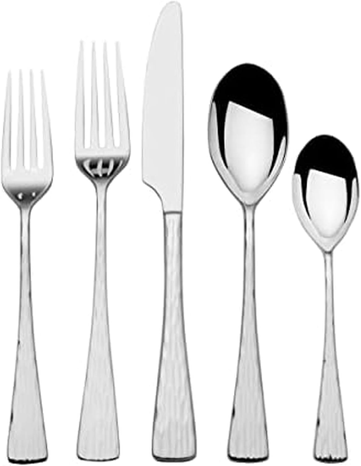 Mikasa Harmony 45-Piece Silverware Set, 18/10 Stainless Steel Cutlery for 8, Includes Forks, Knives, Spoons, and 5-Piece Serving Utensils Set