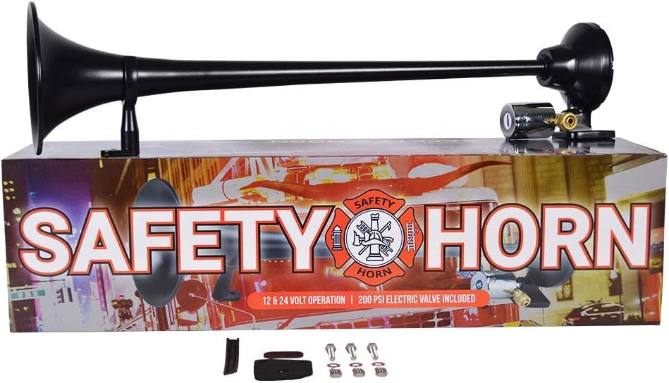 HornBlasters Safety 12/24 Volt Air Horn Only - Loud Fire Truck Tone - Super Efficient