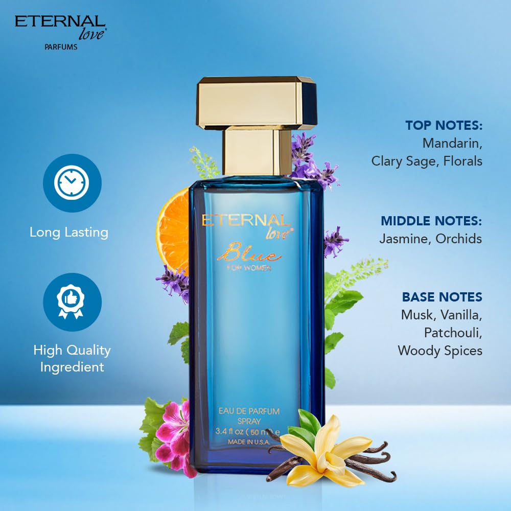 Eternal Love for Women - Long Lasting Eau de Parfum Spray - Premium Floral Fragrance with Peach & Sandalwood - Soft Feminine Scent - 3.4oz