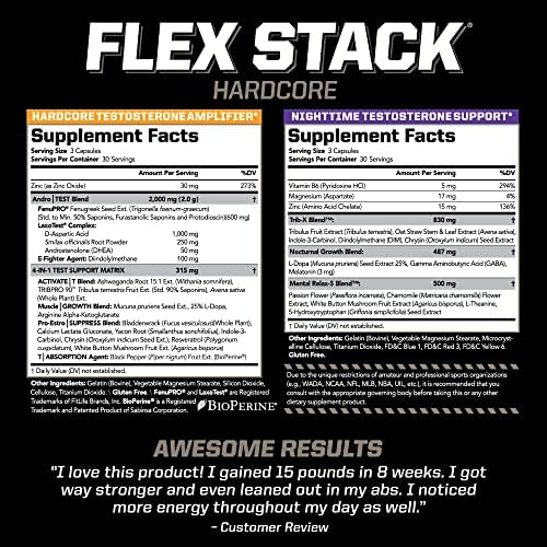 PMD Sports Flex Stack Hardcore 24-Hour Healthy Stack - 90 Capsules | Methyl Andro Hardcore, Z-Test, Increased Muscle Mass Support, Strength Support