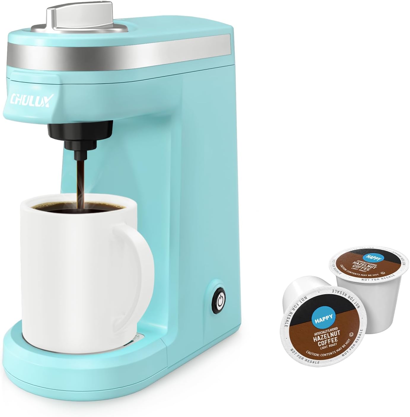 CHULUX Mini Single Serve Coffee Maker for K Pod, Brew Up to 12oz Cup, Black | Fast-Heating Boiler System, Single Cup Brewing, Portable Compact Design, Four-Hole Multi-Stream Needle, Adjustable Drip Tray
