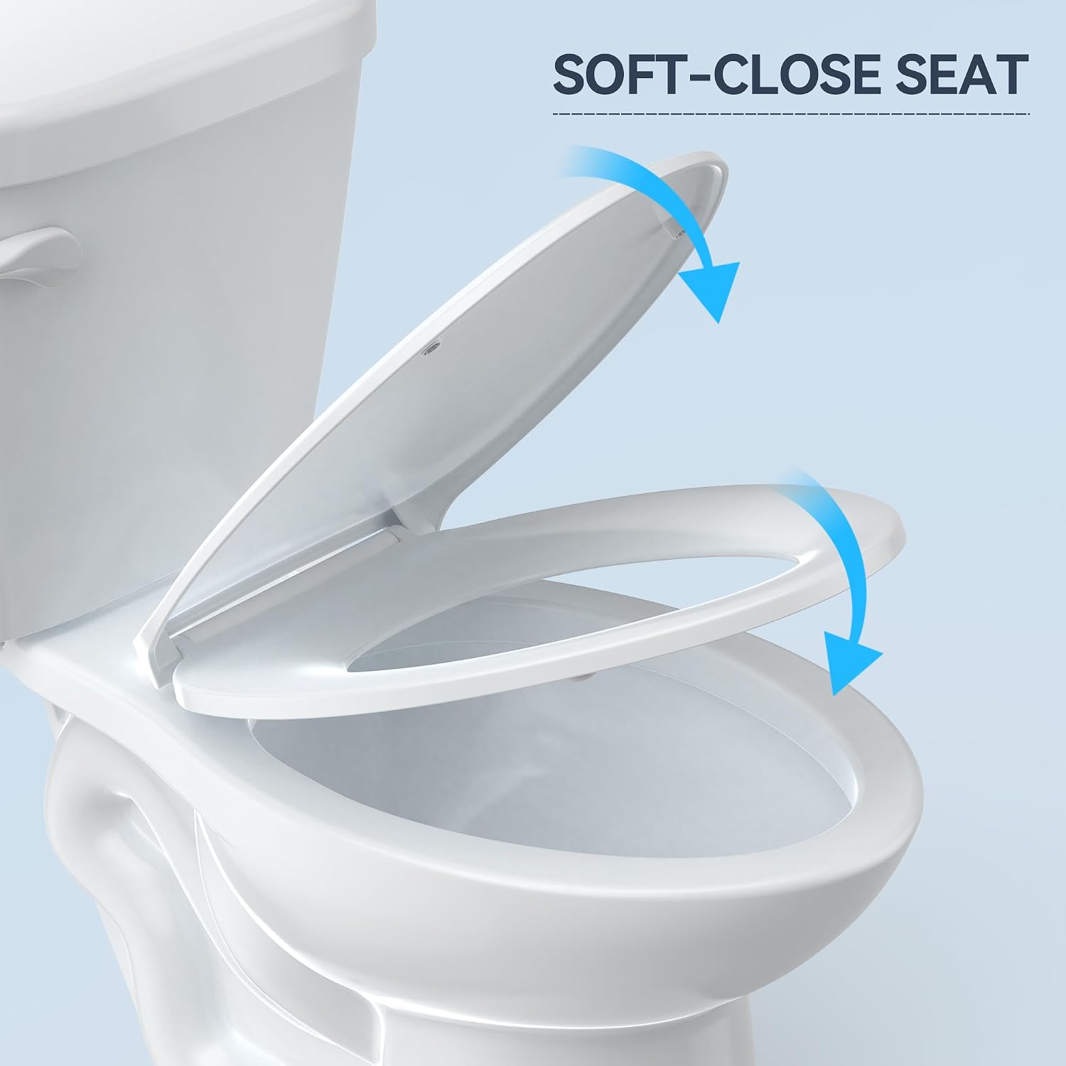 Two-Piece Toilets for Bathrooms, Comfort ADA Toilet with 19" Height, Elongated with Soft Close Seat, Power Flush 1.28 GPF