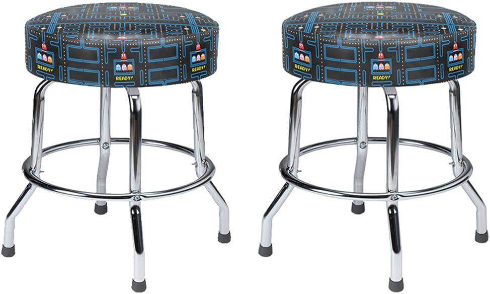 19" Pac Man Arcade Game Cocktail Table Swivel Bar Stools - Set of Two