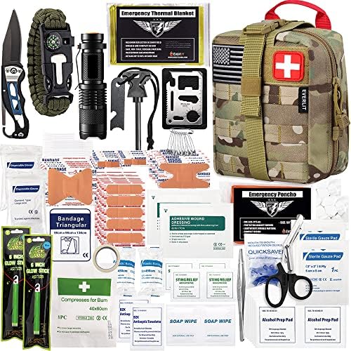EVERLIT 250 Pcs Survival First Aid Kit | IFAK Outdoor Survival Kit Emergency Kit For Camping Hiking Hunting Earthquake Emergency Preparedness
