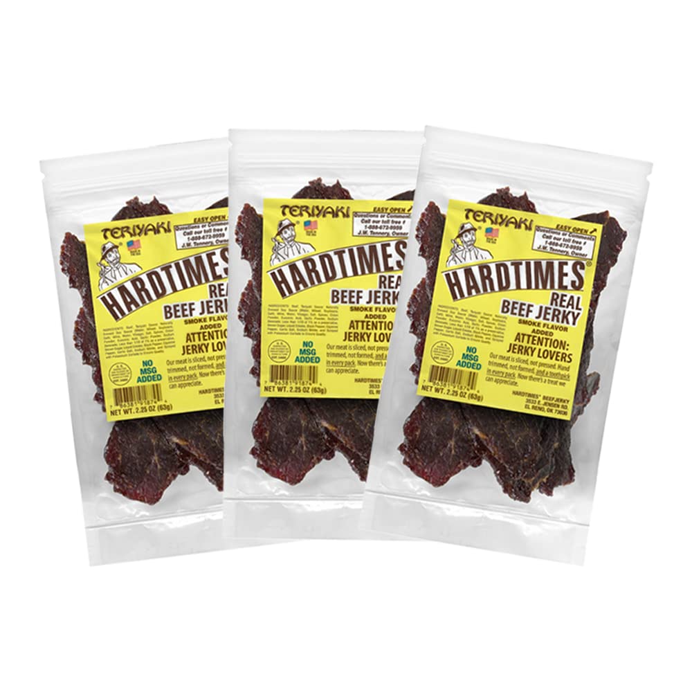 Hardtimes Original Beef Jerky, High Protein Snack, 4 x 2.25 oz Bags