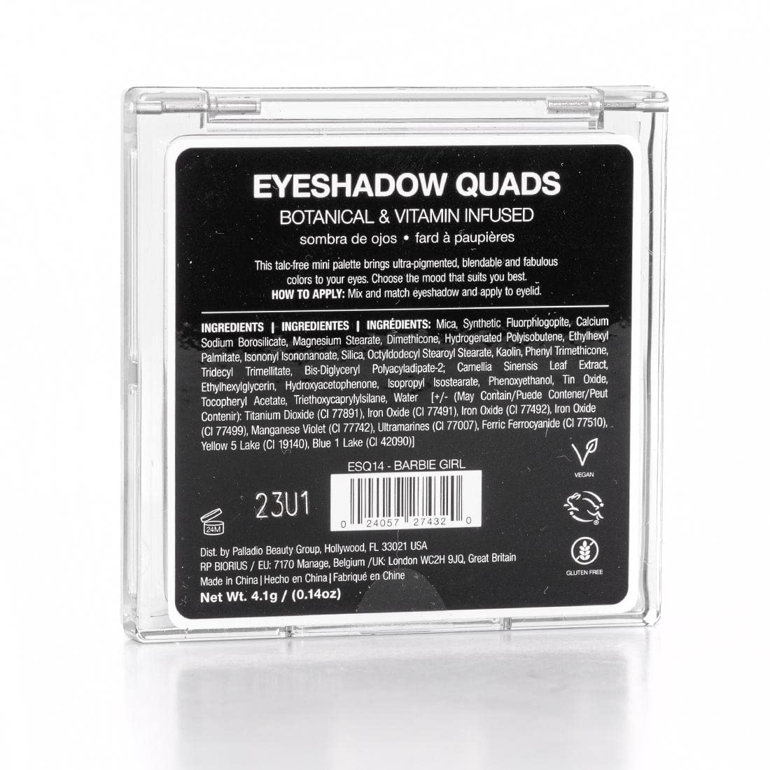 Palladio Eyeshadow Quads, Velvety Pigmented Blendable Matte, Metallic and Shimmer Finishes, Creamy Formula, Four Way Quad Eye Shadow Palette, Talc-Free (Ballerina)