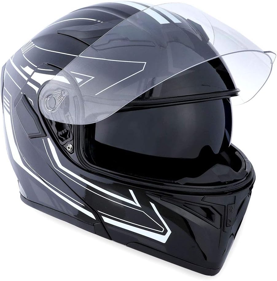 1Storm Motorcycle Modular Full Face Helmet Bike Flip up Dual Visor Sun Shield: HB89 Matt Black