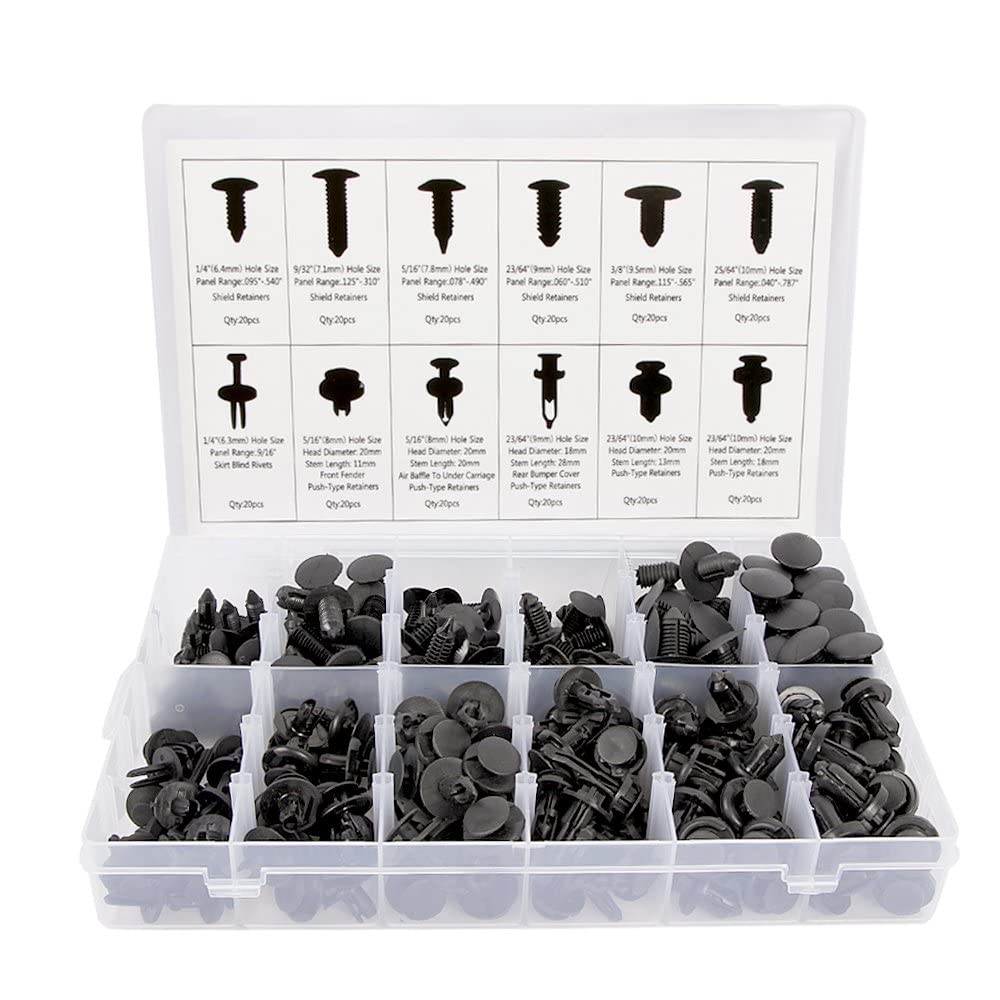 Sunplustrade 240 Pcs Bumper Clips Car Clips Plastic Rivets Fasteners Push Retainer Kit Most Popular Sizes Auto Push Pin Rivets Set for GM Ford
