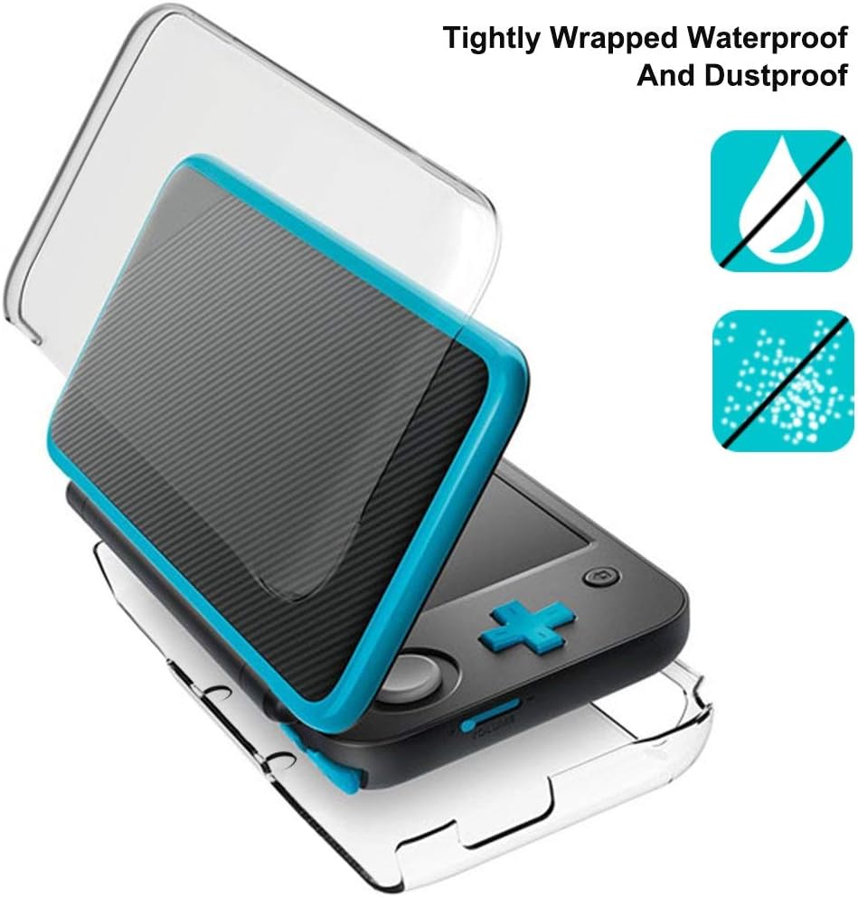 Hard Case Compatible New 2DS XL with 2 Packs Screen Protector, AFUNTA Anti-Scratch Crystal Clear Case
