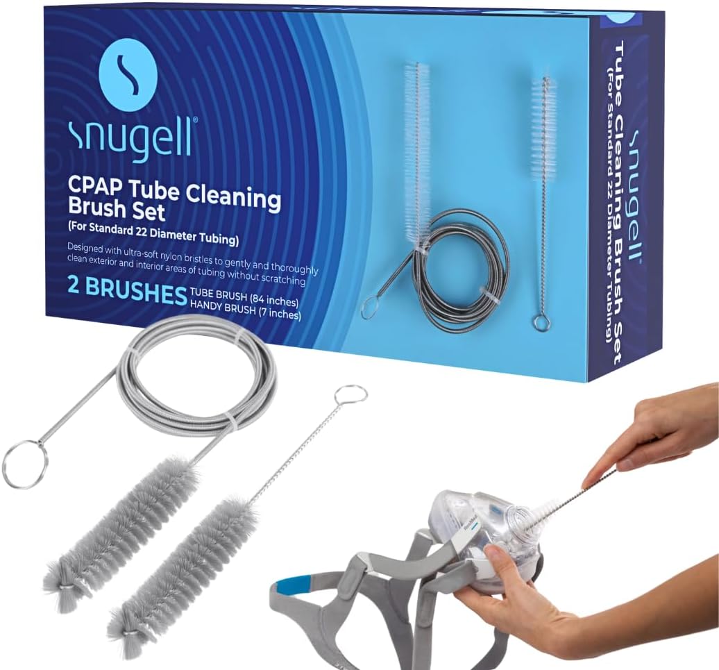 Snugell CPAP Tube Cleaning Brush Set – 84-Inch Flexible Cleaner for Tube Interiors & 7-Inch Brush for Masks – Designed for 22mm Tubing –