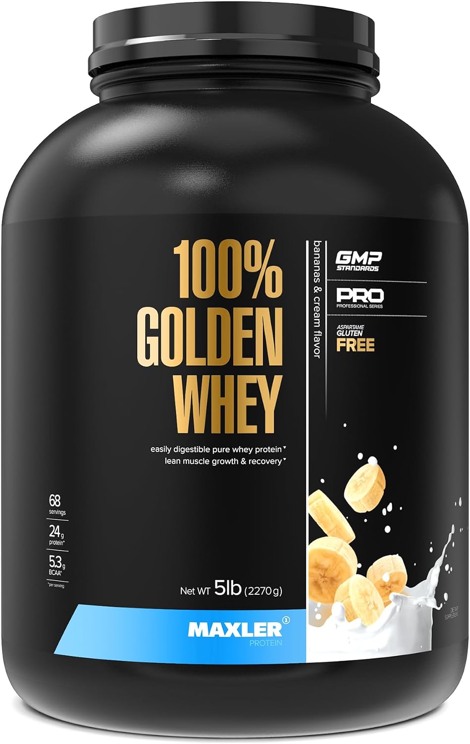 100% Golden Whey Protein - 24g of Protein per Serving - Whey Protein Powder for Pre Post Workout - Fast-Absorbing Whey Concentrate, Isolate & Hydrolysate Blend - Vanilla Ice Cream 2 lb