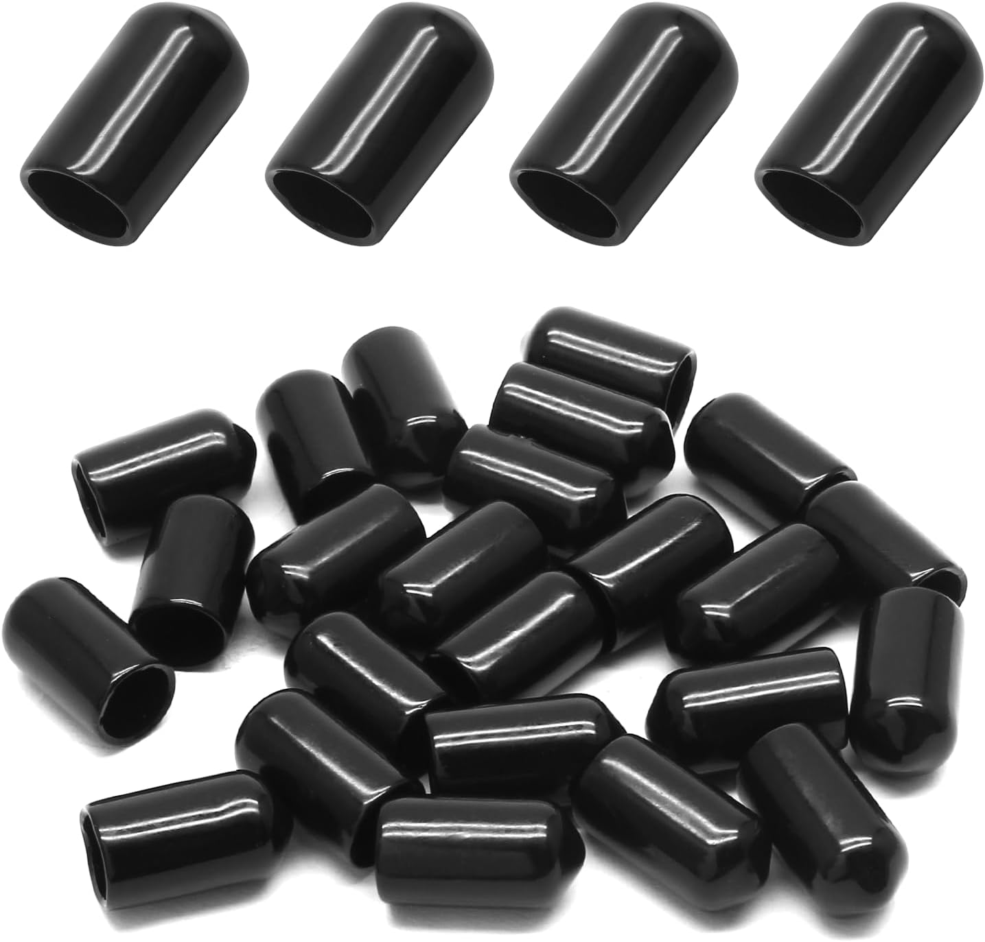 Bonsicoky 12Pcs Round Rubber End Caps 5/8" (16mm) ID, Black