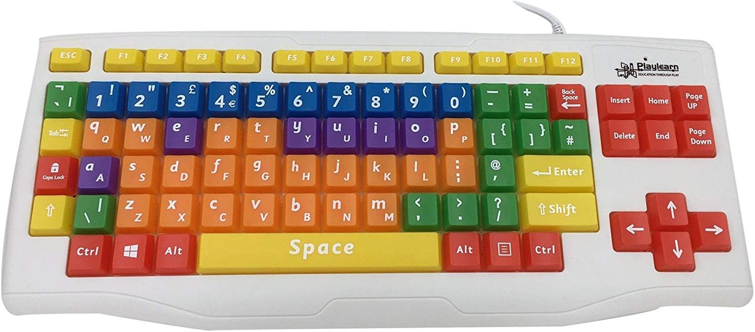 Playlearn Children's Computer USB Keyboard - Upper Case & Lower Case - Color Coded SEN - Splash Proof Casing - Fun to Use Keyboard - Great Learning