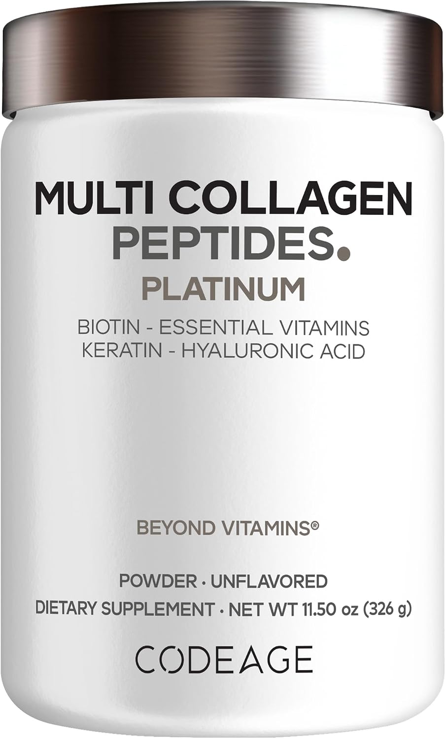 Codeage Multi Collagen Powder, Biotin 10000mcg, Keratin, Unflavored, 11 oz