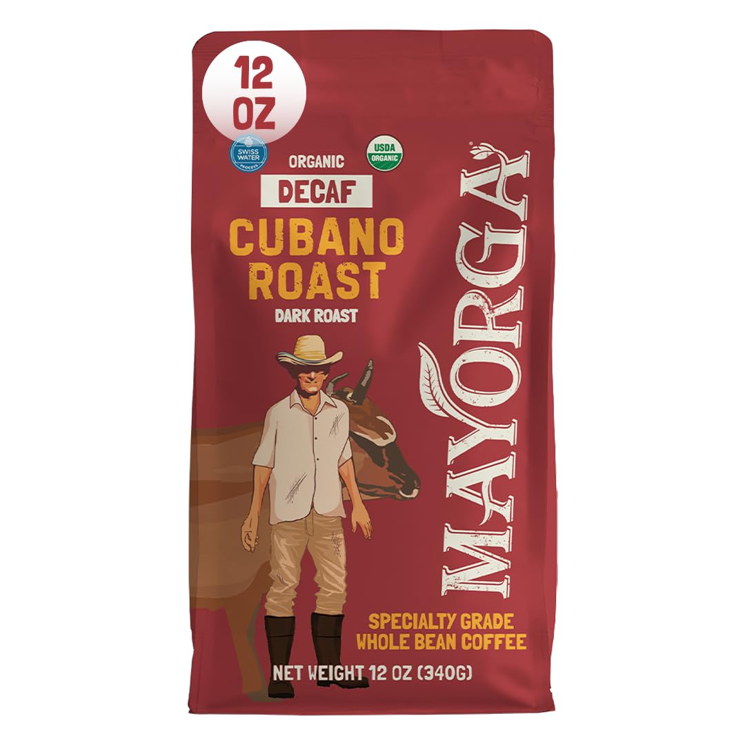 Mayorga Organic Coffee 12oz Cafe Cubano Roast - Dark Roast Whole Bean Coffee Specialty Grade, 100% Arabica, Slow Roasted, Bold and Smooth Flavor with Low Acidity - USDA Organic, Non-GMO, Kosher,