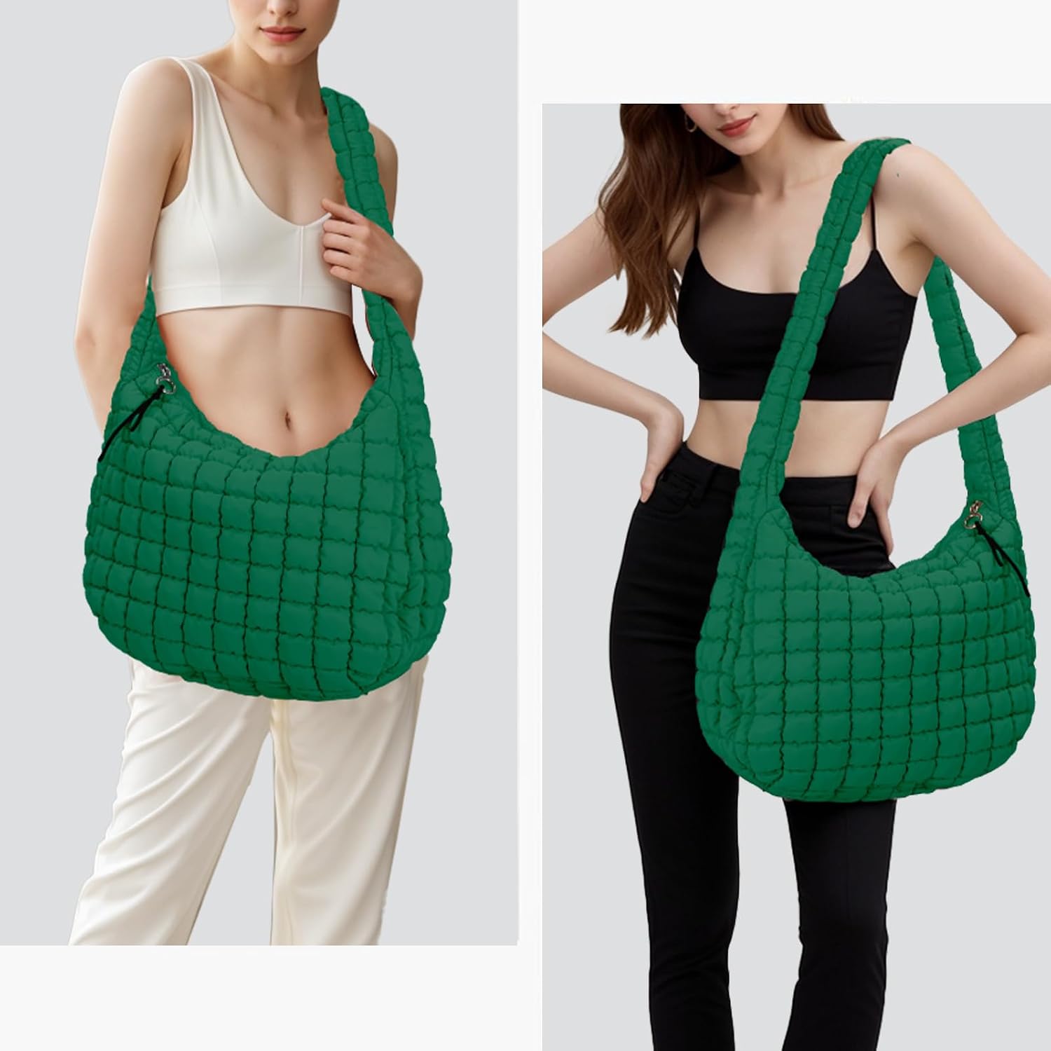 Puffer Tote Bag for Women Large Quilted Puffy Lightweight Carryall Crossbody Tote Bag for Women