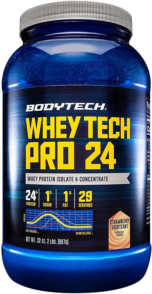 BodyTech Whey Tech Pro 24 Protein Powder - Protein Enzyme Blend with BCAA's to Fuel Muscle Growth & Recovery