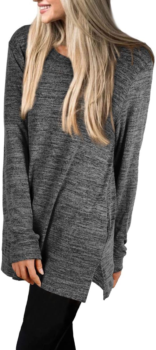 XIEERDUO Womens Casual Sweatshirts Long Sleeve Shirts Oversized With Pocket Tunic Tops S-3XL