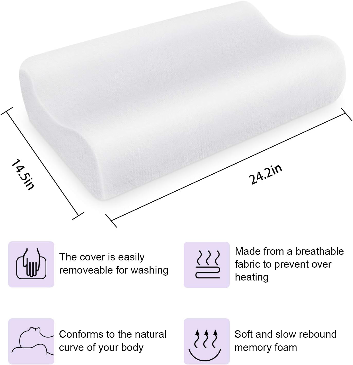 ZG-Home Memory Foam Pillow, Neck Pillow, Cervical Pillow for Neck Pain, Orthopedic Contour Pillow for Back, Side