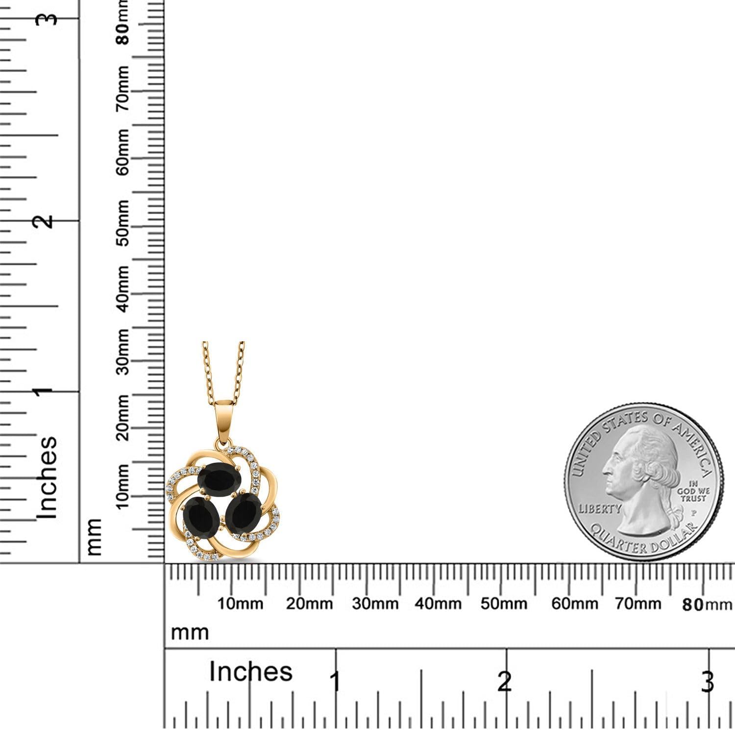 Gem Stone King 18K Yellow Gold Plated Silver Gemstone Birthstones 3 Stone Spiral Pendant Necklace for Women | Oval 6X4MM | Includes 18 Inch Chain