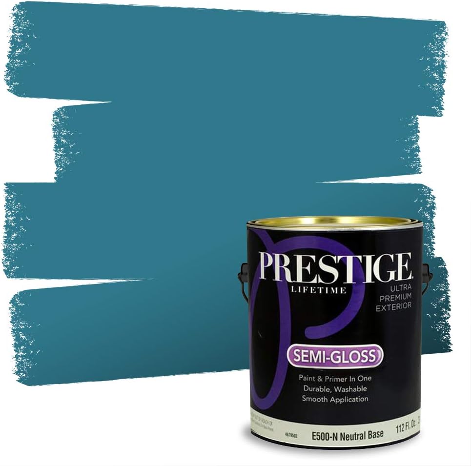 Prestige Paints E400-P-SW6506 Exterior Paint and Primer in One, 1-Gallon, Satin, Comparable Match of Sherwin Williams Vast, 1 Gallon, SW45-Vast Sky