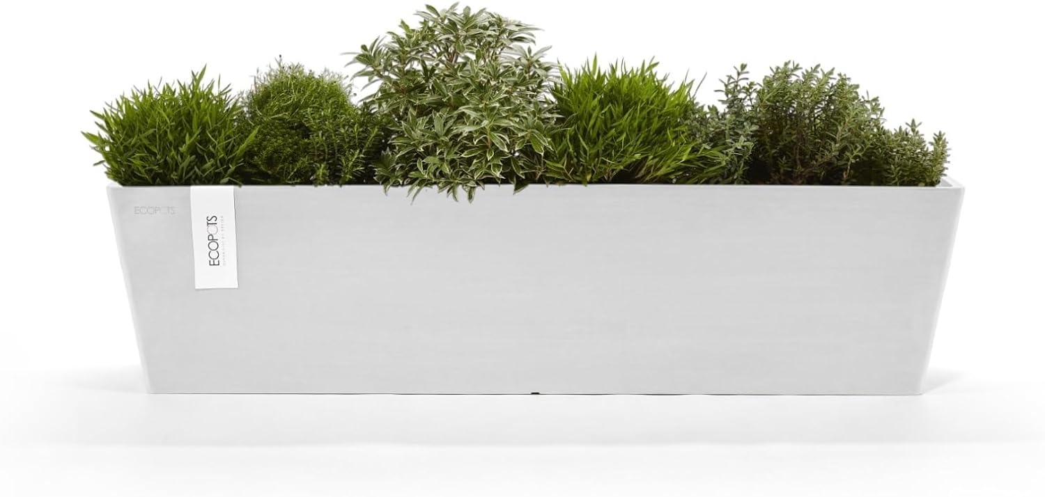 Ecopots Bruges Rectangular Flower Planter, Grey, 21.5" | Modern Style, Durable Recycled-Based Composite Construction, Weather and UV-Resistant, for Indoor/Outdoor Use