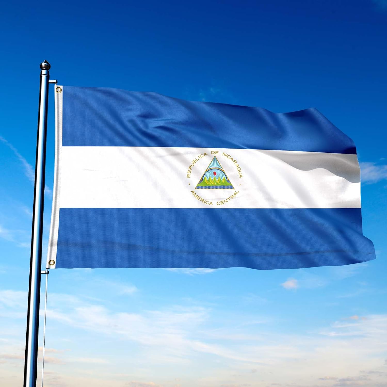 Nicaragua Flag Nicaraguan National Banner 3X5 FT Indoor Walls, Outdoor | Gardens, Decks, Car,Nicaragua Flags Decorations