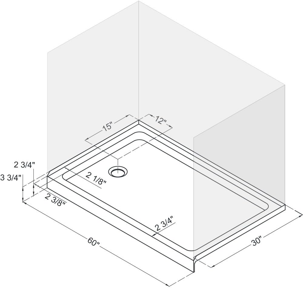 DreamLine SlimLine 32 in. D x 32 in. W x 2 3/4 in. H Center Drain Single Threshold Shower Base in White, DLT-1132320