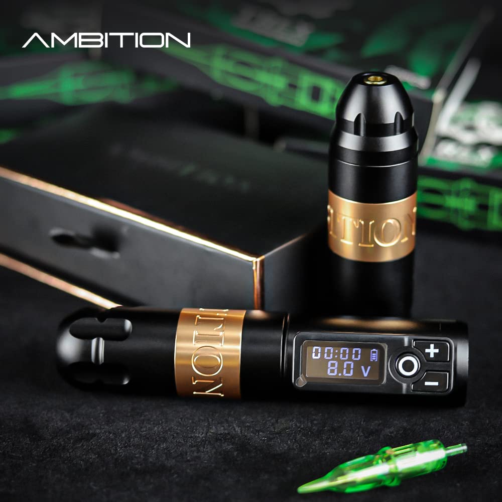 Ambition Soldier Rotary Battery Pen Tattoo Cartridge Machine with 2400mAh Power Japan Coreless Motor Digital LED Display Tattoo Equipment Supply for